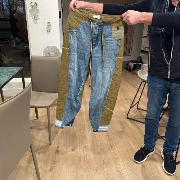 We The Free Two-Tone Blue and Olive Jeans - Picture 2 of 4